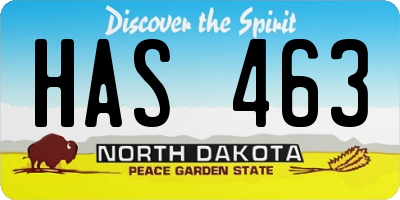 ND license plate HAS463