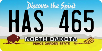 ND license plate HAS465