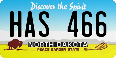 ND license plate HAS466