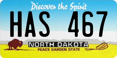 ND license plate HAS467