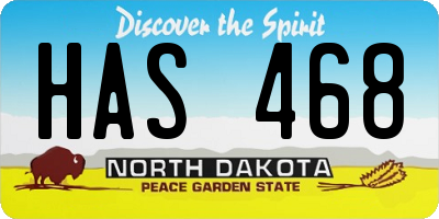 ND license plate HAS468