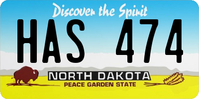 ND license plate HAS474