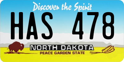 ND license plate HAS478