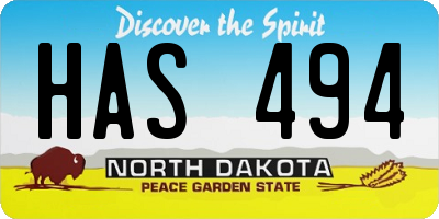 ND license plate HAS494