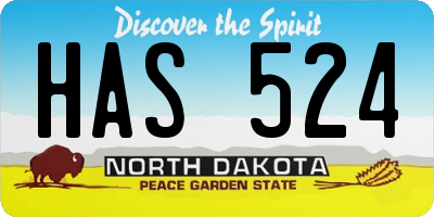 ND license plate HAS524