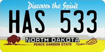 ND license plate HAS533