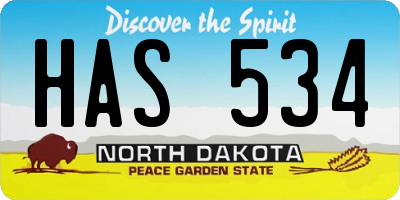 ND license plate HAS534