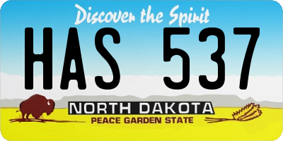 ND license plate HAS537