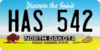 ND license plate HAS542