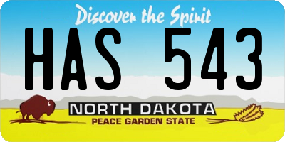 ND license plate HAS543