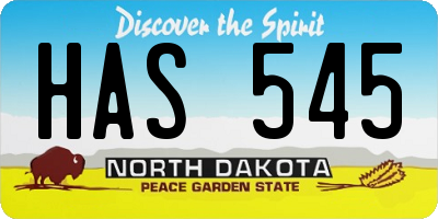 ND license plate HAS545