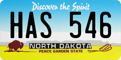 ND license plate HAS546