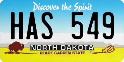 ND license plate HAS549