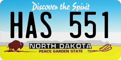 ND license plate HAS551