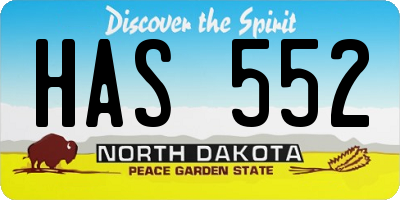 ND license plate HAS552