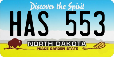 ND license plate HAS553