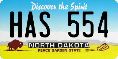 ND license plate HAS554