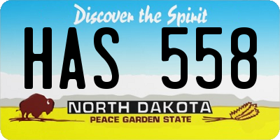 ND license plate HAS558