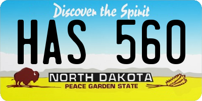 ND license plate HAS560