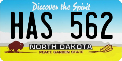 ND license plate HAS562