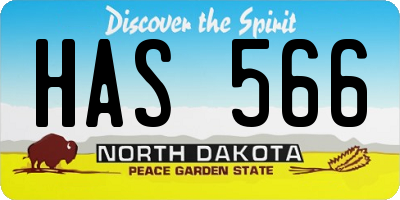 ND license plate HAS566