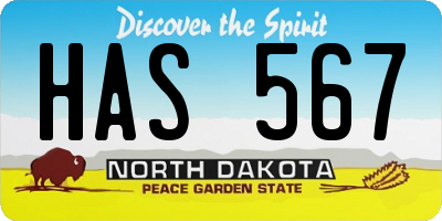 ND license plate HAS567