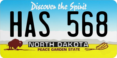 ND license plate HAS568