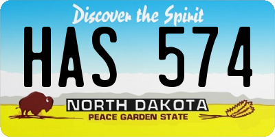 ND license plate HAS574