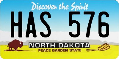 ND license plate HAS576