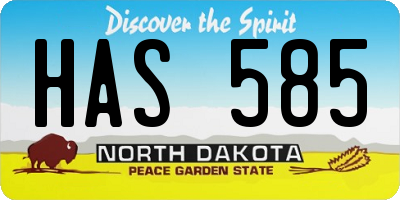 ND license plate HAS585