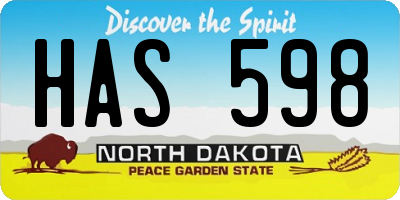 ND license plate HAS598