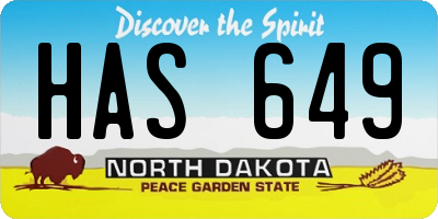 ND license plate HAS649