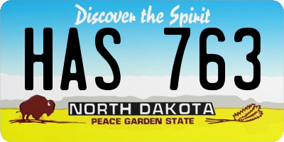 ND license plate HAS763
