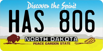 ND license plate HAS806