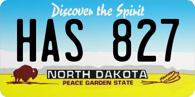 ND license plate HAS827