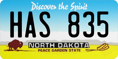 ND license plate HAS835