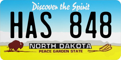 ND license plate HAS848