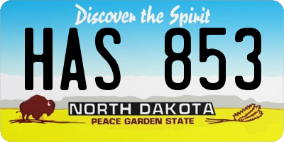 ND license plate HAS853