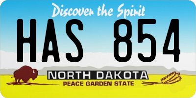 ND license plate HAS854