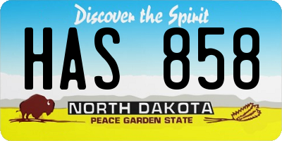 ND license plate HAS858