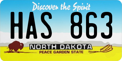 ND license plate HAS863