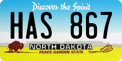 ND license plate HAS867