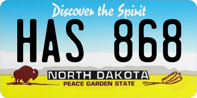 ND license plate HAS868