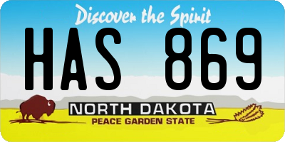 ND license plate HAS869