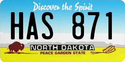 ND license plate HAS871