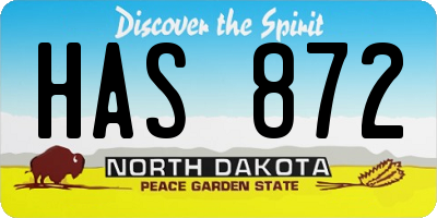 ND license plate HAS872