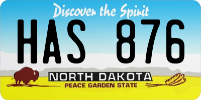 ND license plate HAS876