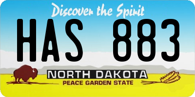 ND license plate HAS883