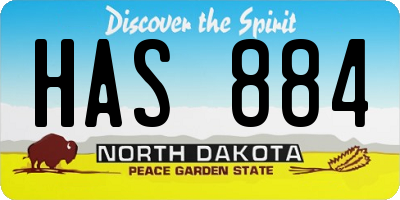 ND license plate HAS884