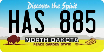 ND license plate HAS885